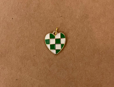 Green Gold Heart Game Day Charm