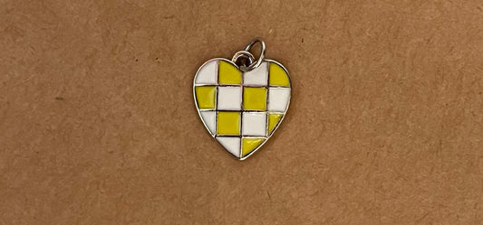 Yellow Silver Heart Game Day Charm