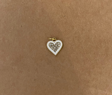 White Bling Heart Charm Bar Charms