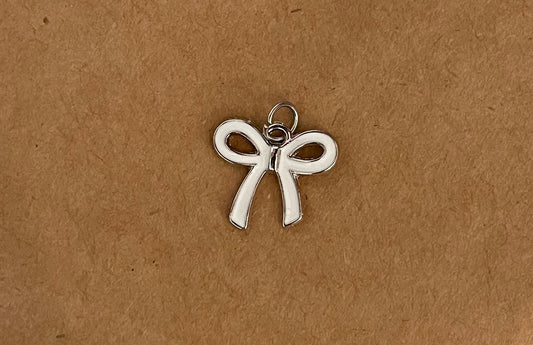 Silver White Bow Game Day Charm