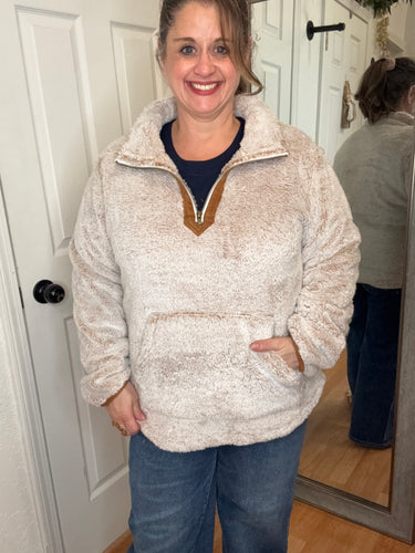 Ryan 1/4 Zip Sherpa Camel- Michelle Mae
