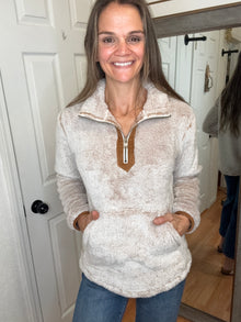 Ryan 1/4 Zip Sherpa Camel- Michelle Mae