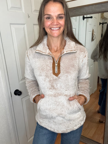 Ryan 1/4 Zip Sherpa Camel- Michelle Mae