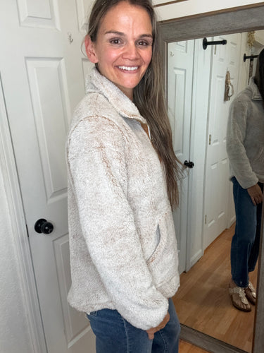 Ryan 1/4 Zip Sherpa Camel- Michelle Mae