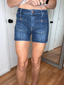 Rizza Patch Pocket Denim Shorts- Risen