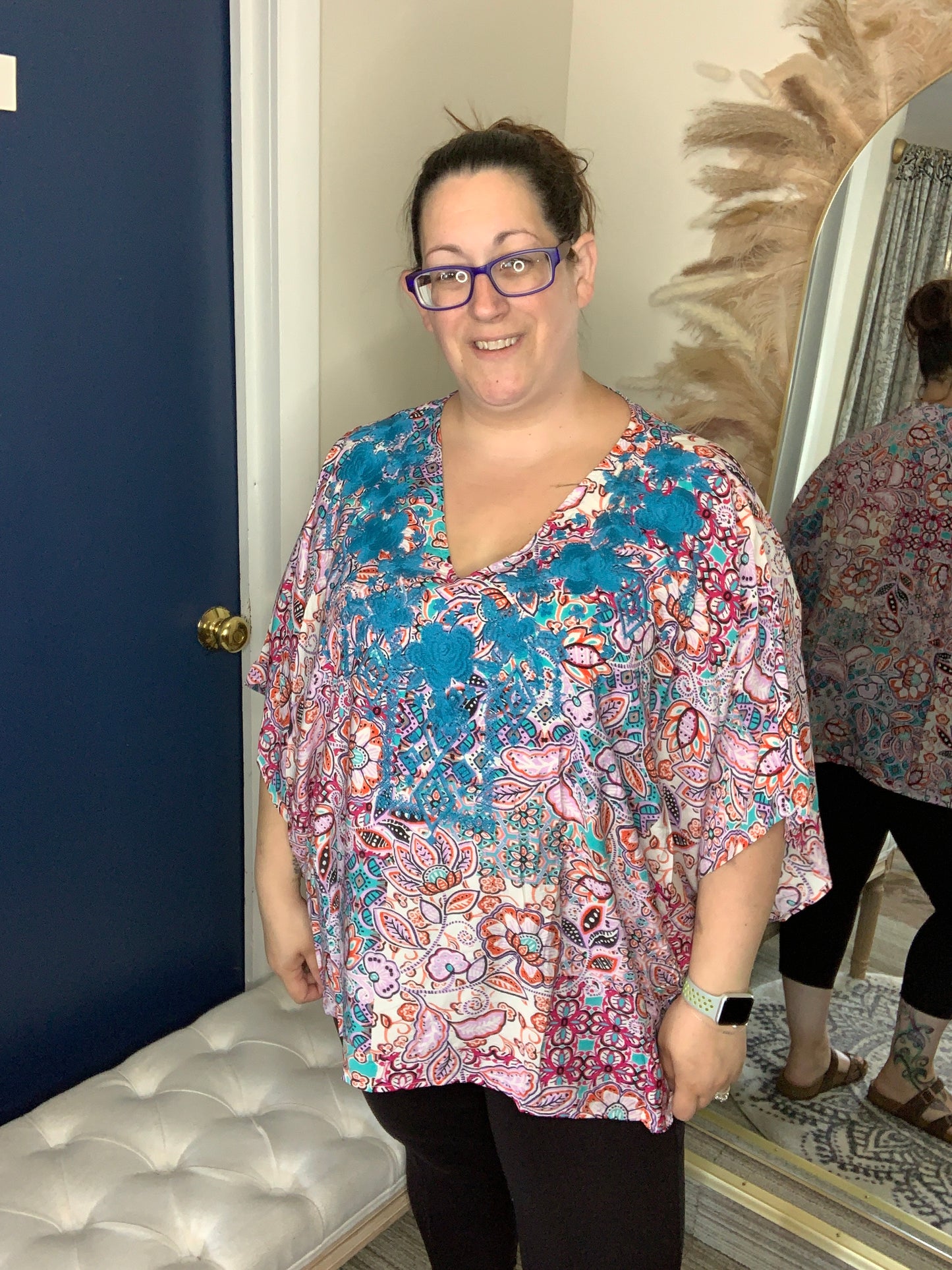 Poncho Embroidered Top