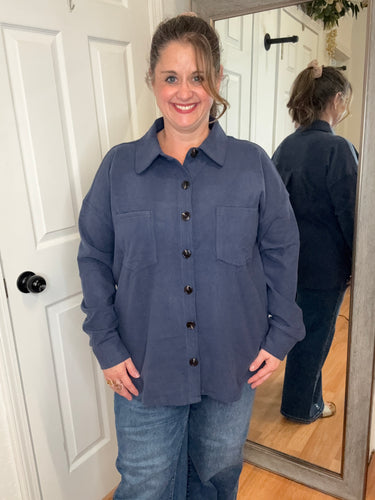 Zella Button Down Shacket Navy - Staccato