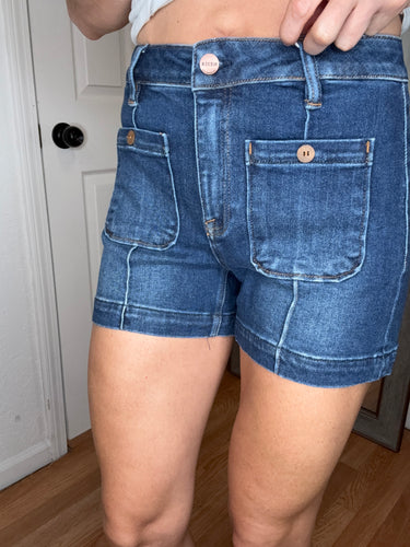 Rizza Patch Pocket Denim Shorts- Risen