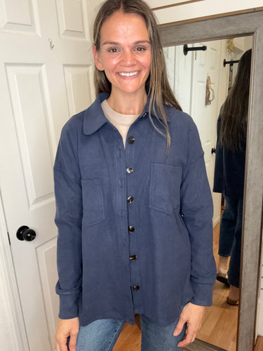 Zella Button Down Shacket Navy - Staccato