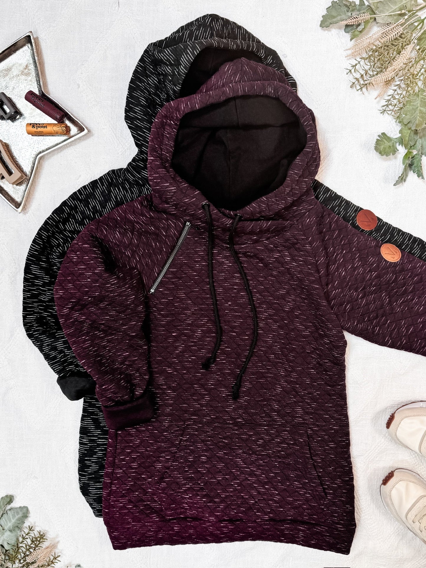 IN STOCK Sawyer Singlehood - Quilted Burgundy | Women's Hoodie FINAL SALE