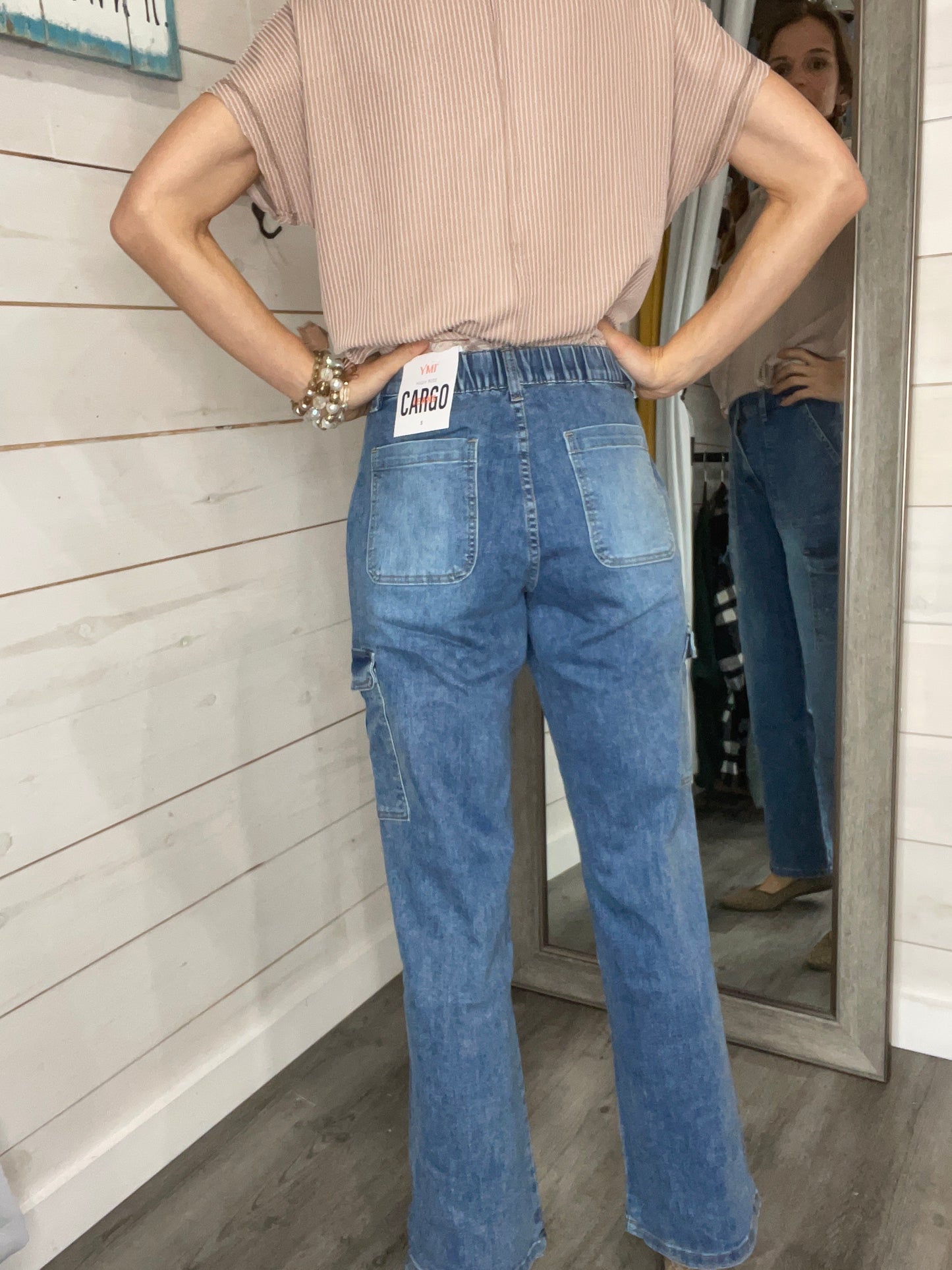 Straight Leg Cargo Jean with back pockets