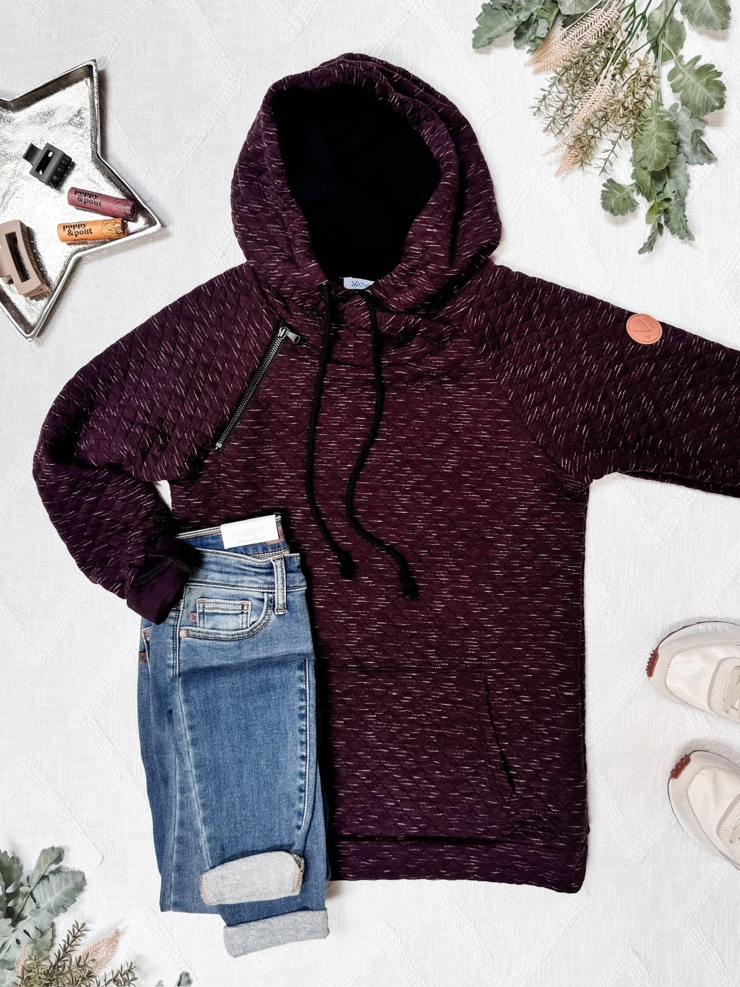 IN STOCK Sawyer Singlehood - Quilted Burgundy | Women's Hoodie FINAL SALE