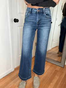 KAYLEE HIGH RISE WIDE LEG DENIM JEANS - RISEN