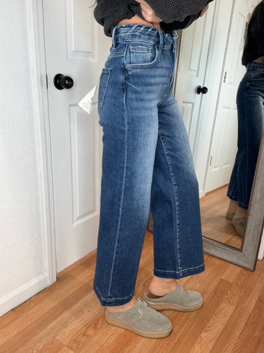 KAYLEE HIGH RISE WIDE LEG DENIM JEANS - RISEN
