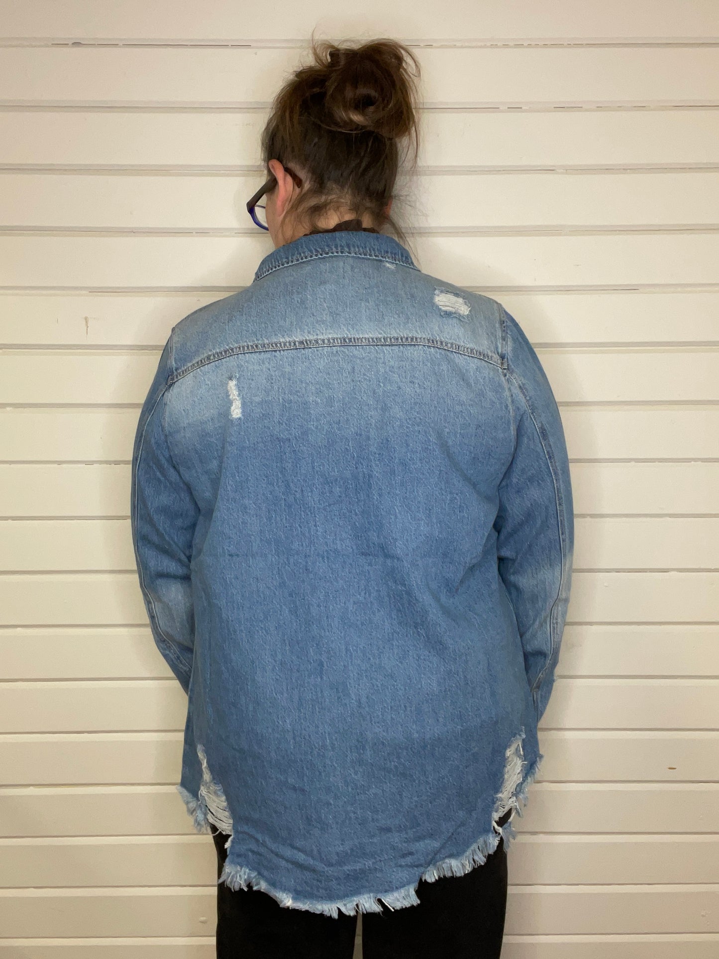 RISEN- DISTRESSED DENIM SHIRT