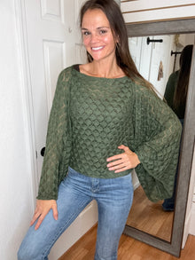 FREE SPIRIT BELL SLEEVE TOP OLIVE - BLAKELEY