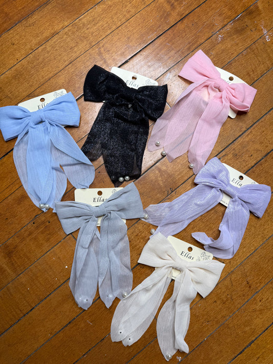 BOW HAIR CLIPS - ASSORTED COLORS