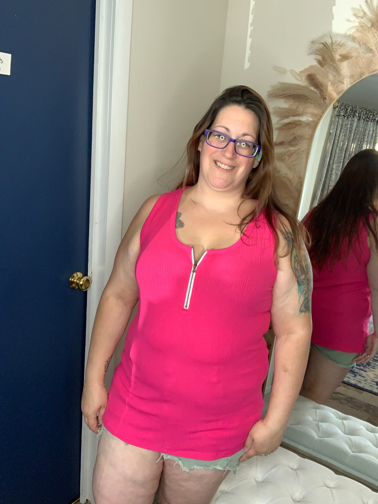 Hot Pink Zipper Tank