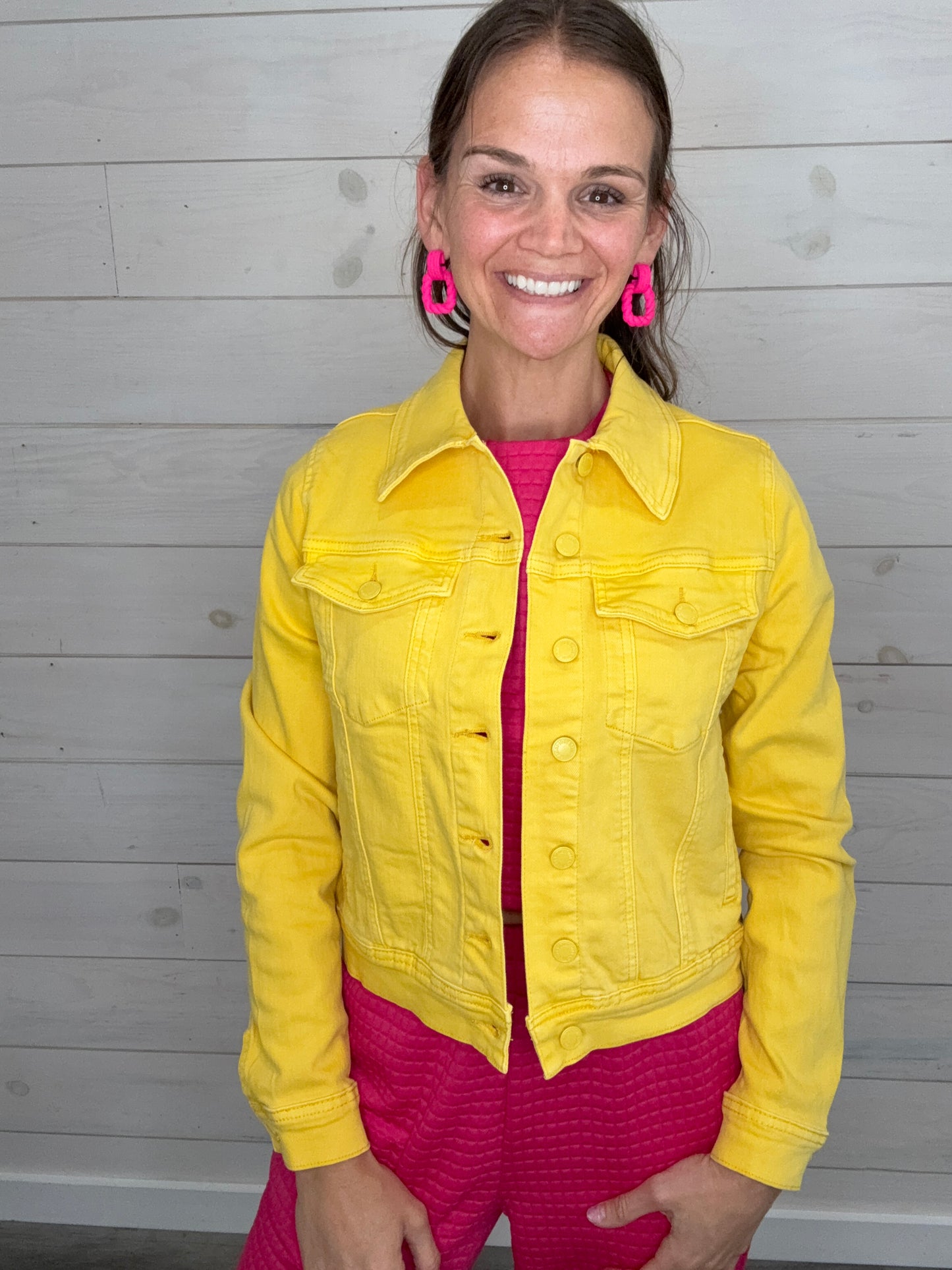 FEEL THE SUNSHINE DENIM JACKET- YELLOW- JUDY BLUE