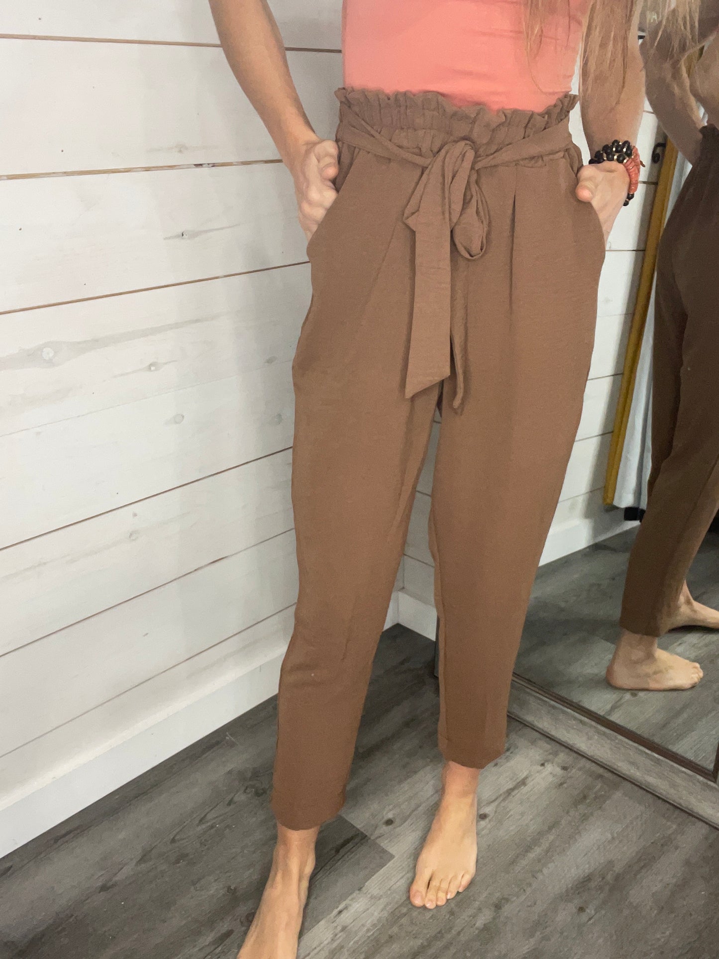 Straight Leg Sash Pant Camel