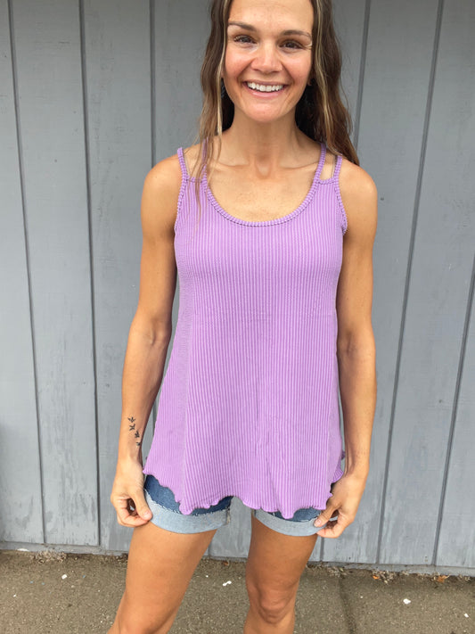 Nancy Rib Tank-Purple