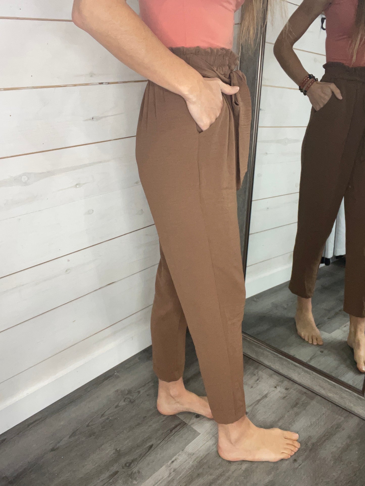 Straight Leg Sash Pant Camel