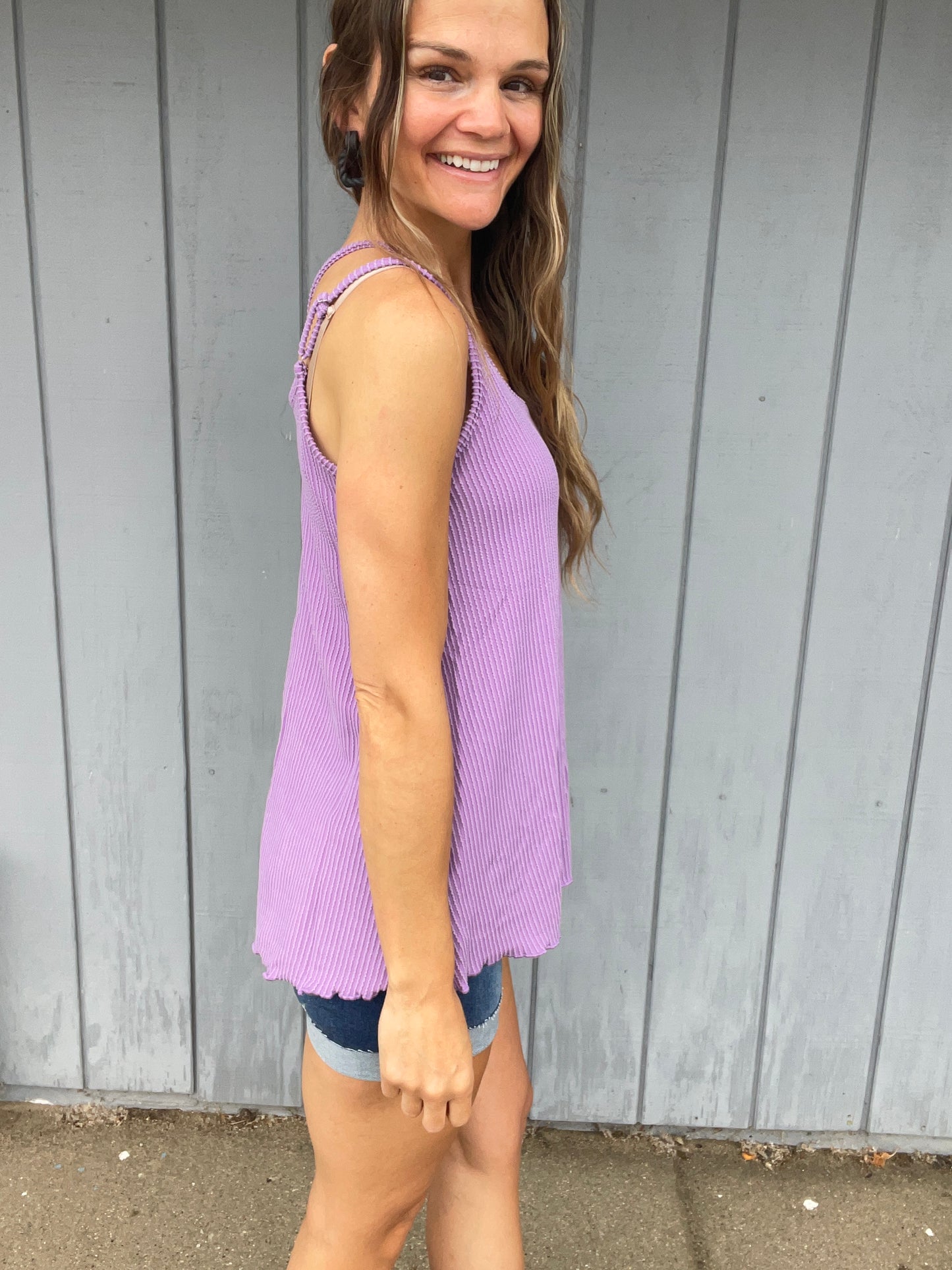 Nancy Rib Tank-Purple