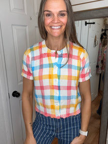 Leona Button Down Plaid Top - Anniewear