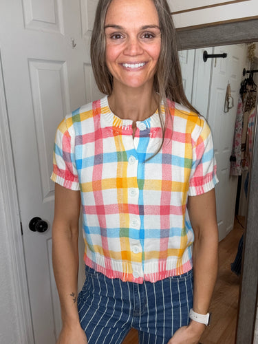 Leona Button Down Plaid Top - Anniewear