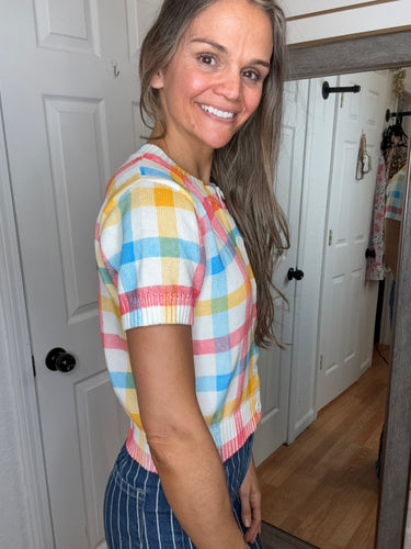 Leona Button Down Plaid Top - Anniewear