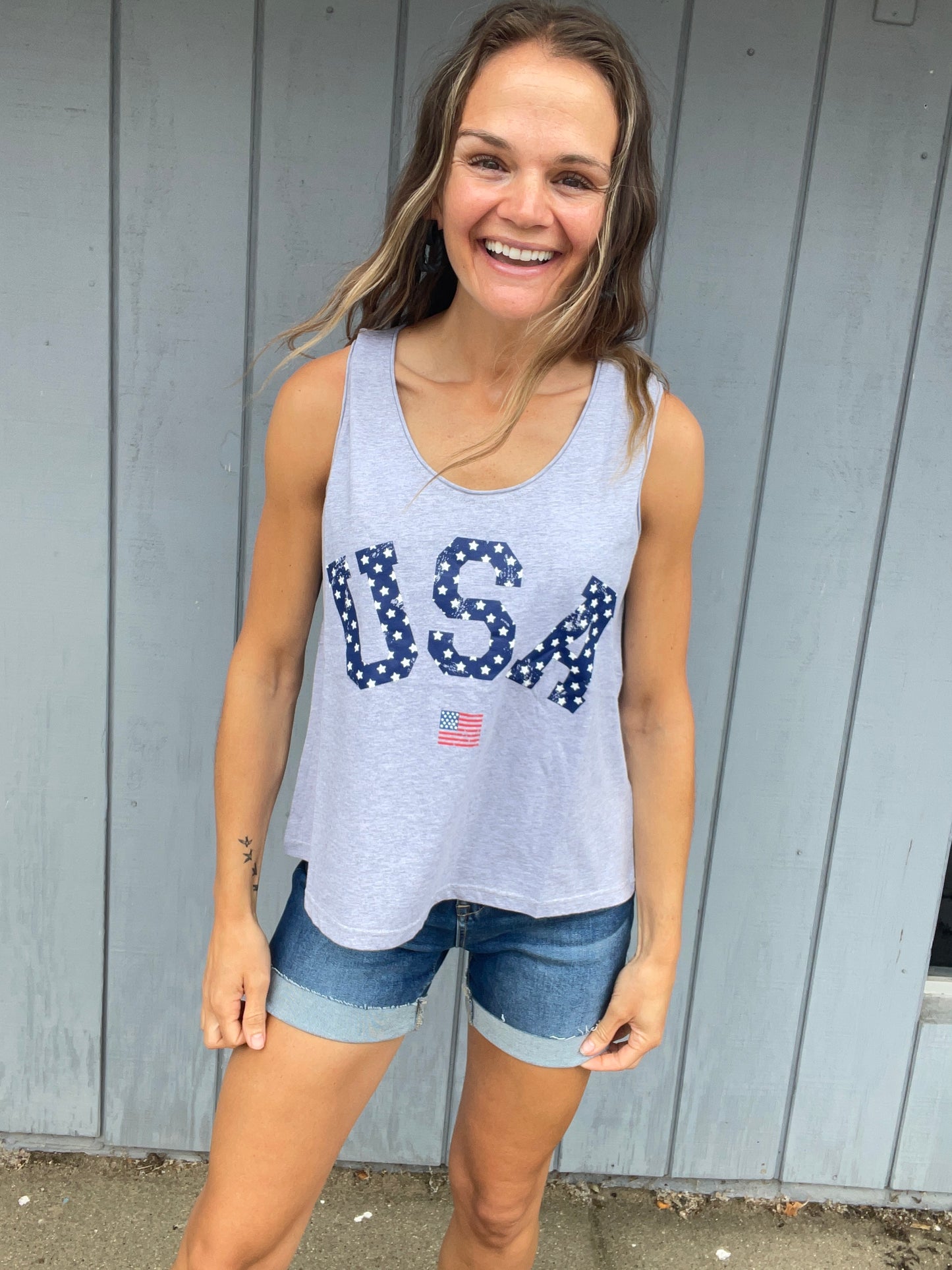 USA TANK TOP Grey