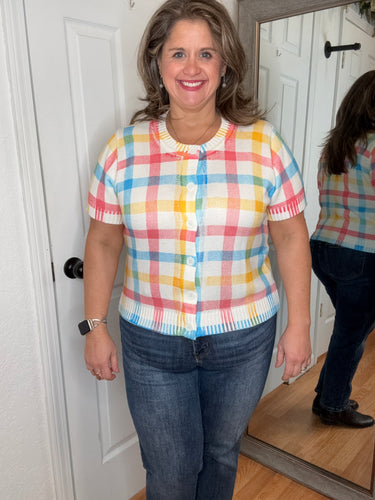 Leona Button Down Plaid Top - Anniewear