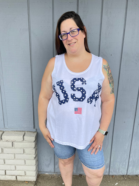 USA TANK TOP White