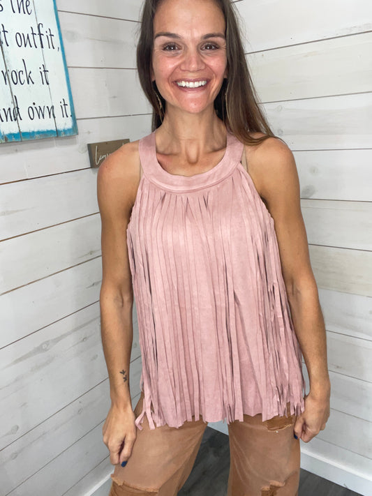 Frida Fringe Tank Mauve