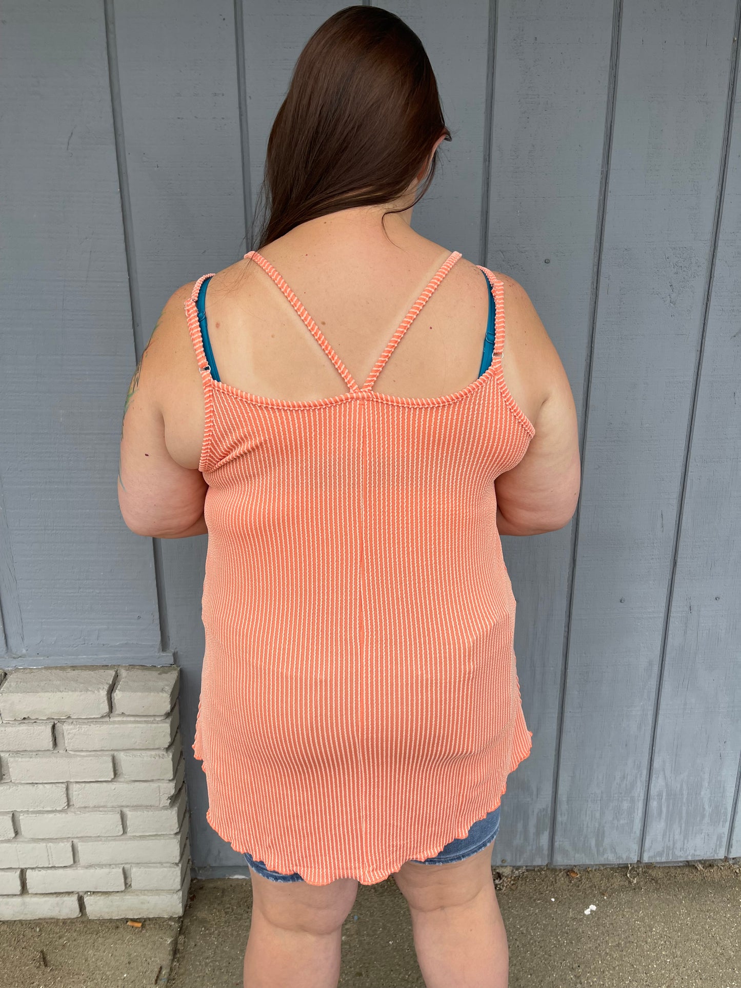 Nancy Rib Tank-Coral