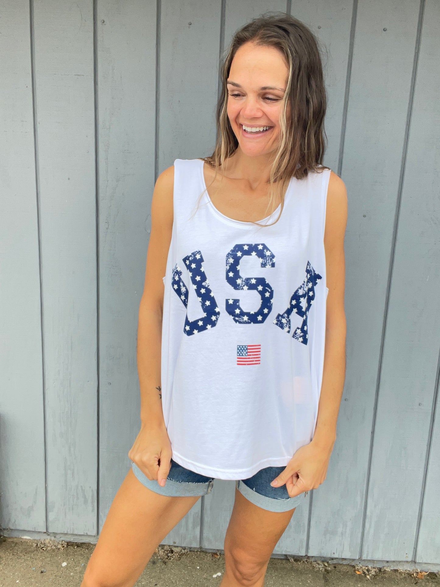 USA TANK TOP White