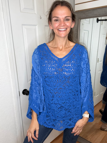 Sierra Open Knit Top Ultramarine Blue - Pol