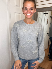 PAM PEARL BOW CREW NECK SWEATER TOP - STACCATO