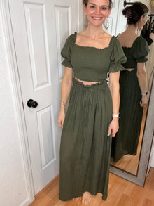 Cadence Maxi Skirt Olive- Jade By Jane