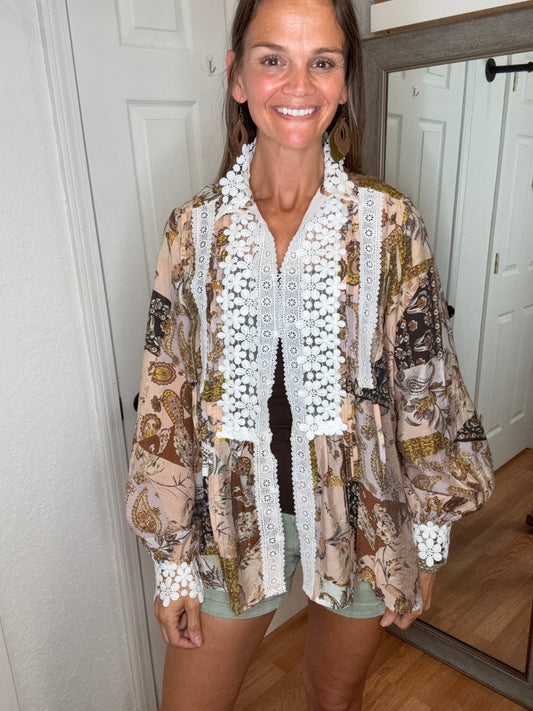 RIVER LONG SLEEVE CHIFFON TOP - POL
