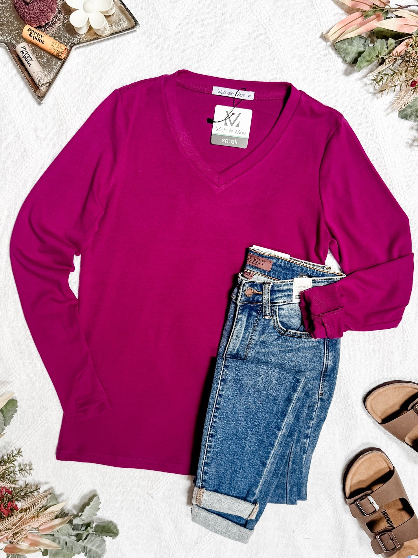 IN STOCK Leah Long Sleeve Top - Magenta | Women's Casual Top