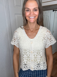 Callie Crochet Short Sleeve Cardigan- Anniewear