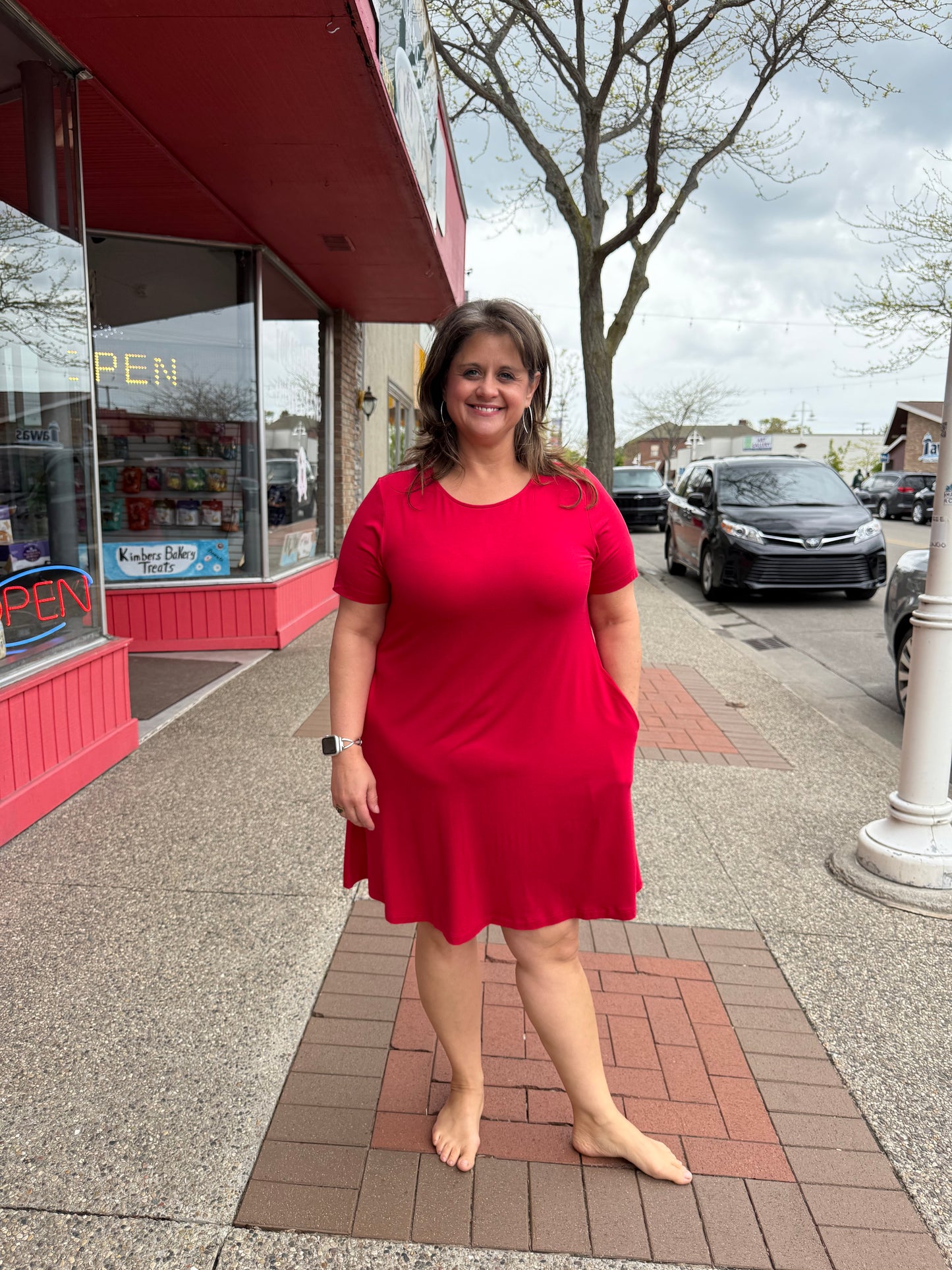 ROXY SWING TUNIC DRESS- RED - MICHELLE MAE