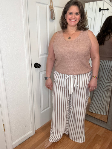 Sally Wide Leg Pant Taupe- Jade By Jane