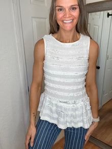 Pamela Sleeveless Peplum Top Ivory  - Anniewear