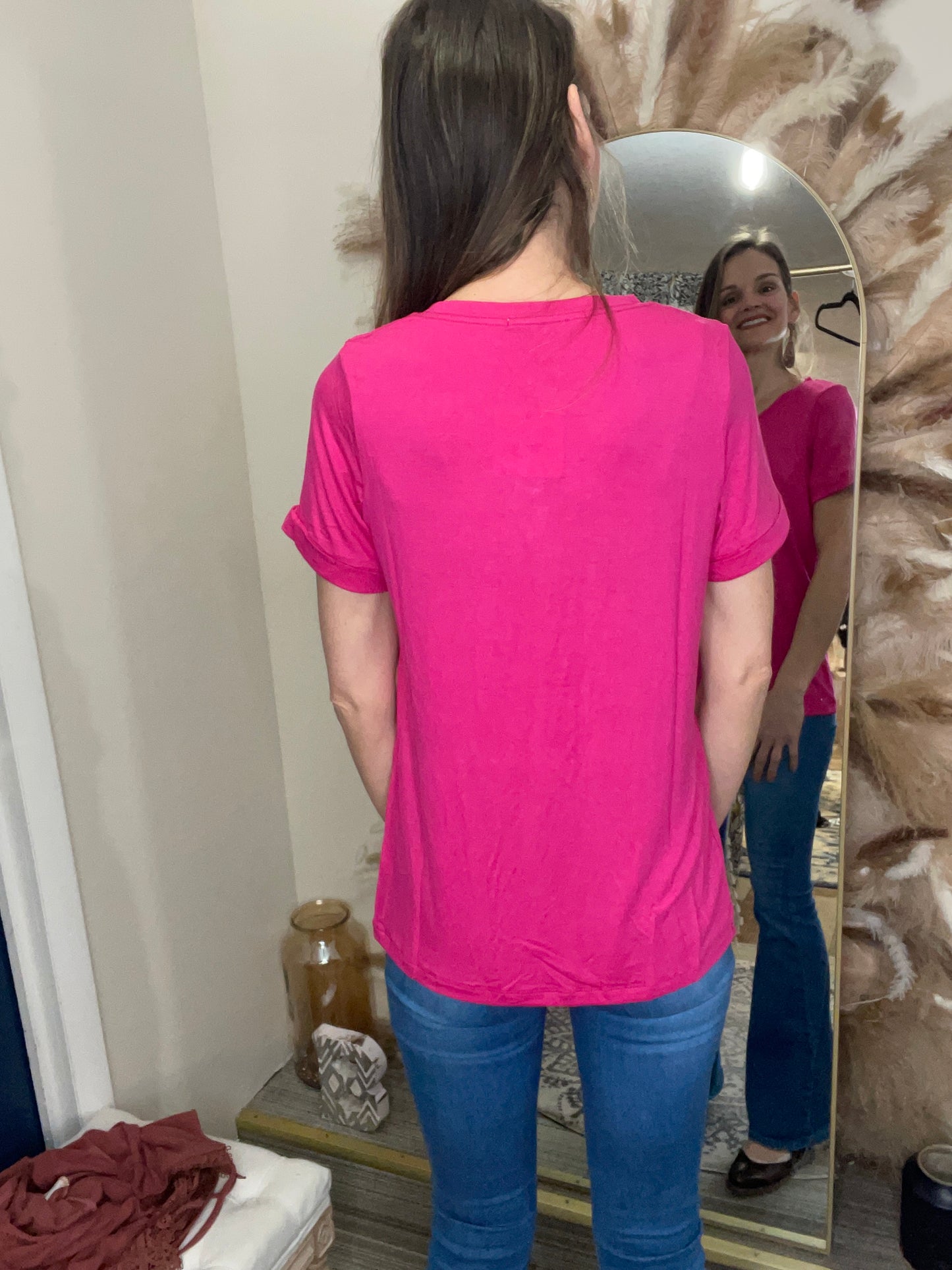 Sophie Pocket Tee - Hot Pink