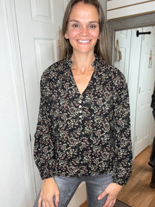 Luna Button Blouse Top- Mikarose