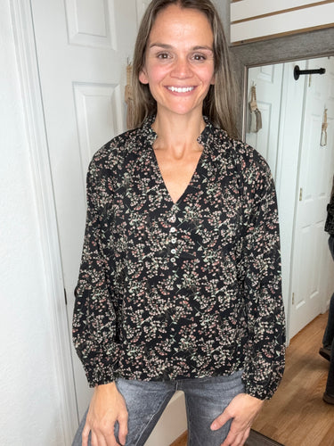 Luna Button Blouse Top- Mikarose