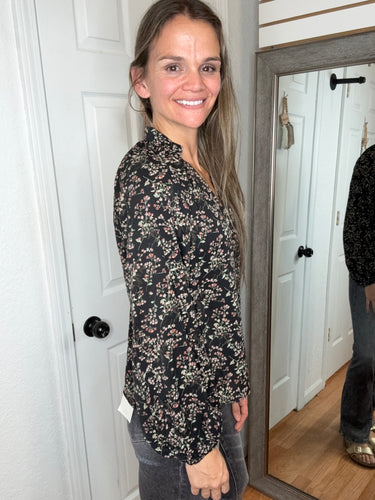 Luna Button Blouse Top- Mikarose