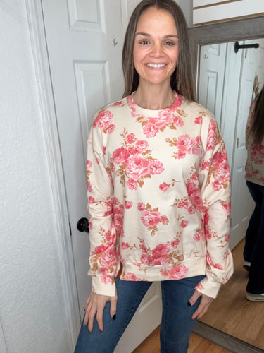 PETAL PINK UNIVERSITY SIDE SLIT PULLOVER SWEATSHIRT- AMPERS& AVENUE